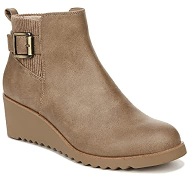LifeStride Womens Zayne Chelsea Wedge Ankle Booties Mushroom Brown 8 M