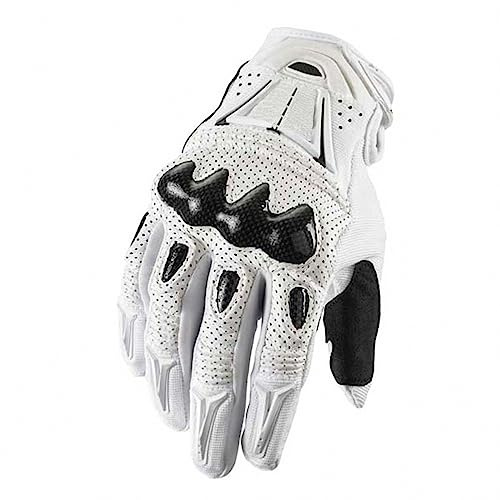 MAOTN Guantes para Motocicleta para Hombres, Guantes de Ciclismo anticaída de Fibra de Carbono para Carreras Todoterreno, Guantes Antideslizantes para Montar en Moto de montaña,White,XL