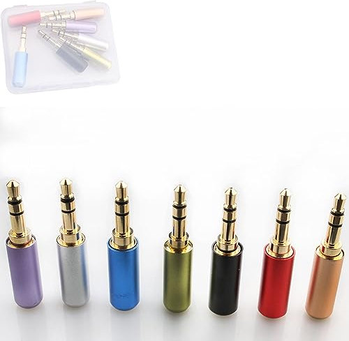RUNCCI-YUN Confezione da 7 connettori jack da 3,5 mm, spina audio da 3,5 mm, spina stereo da 3,5 mm, 3 poli, placcati in oro, per riparazione e sostituzione di cuffie stereo fai da te