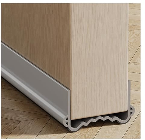 Veki 100cm Bas de Porte Isolant, Boudin de Porte Anti Froid, Joint de Porte Anti Bruit, Phonique Thermique Bande d'Étanchéité Protège des Courants d'air et des Insectes (Gris, Largeur 3.5-5.5 cm)
