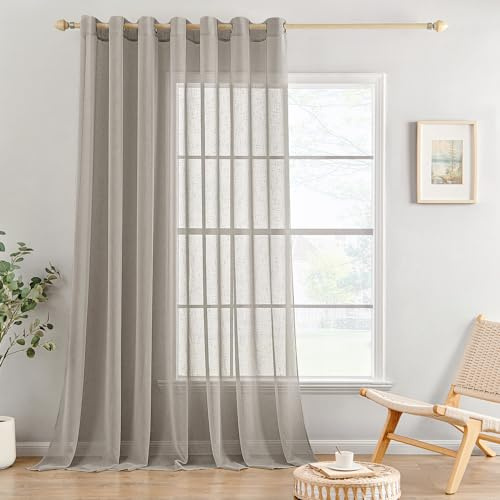 MIULEE Cortinas de Lino Cruzada Visillo Color Puro Translucido de Dormitorio Moderno Decoracion Transparente para Ventana Sala Cuarto Dormitorio Comedor Cocina Salón 1 Hojas 300x225cm Gris Oscuro