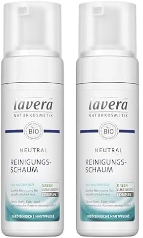lavera Neutral Reinigungsschaum - Bio Nachtkerze - Sanfte Gesichtsreinigung - empfindliche Haut - Neurodermitis - Medizinische Hautpflege - vegan - Bio Pflanzenwirkstoffe - Naturkosmetik - 150 ml