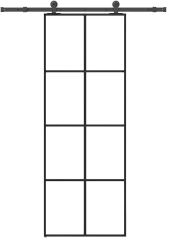 vidaXL Puerta corredera con set herrajes vidrio ESG aluminio 76x205 cm