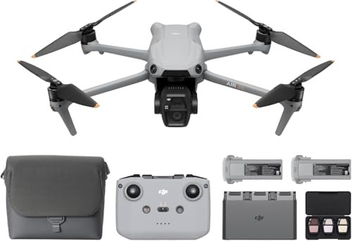 Pack DJI Air 3S Vuela Más (RC-N3), dron con gran angular con CMOS 1 y telecámara media, vídeo 4K/60 fps HDR, detección de obstáculos omnidireccional en escenas nocturnas y 3 baterías para volar más