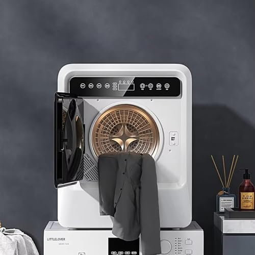 Asciugatrice a tamburo ventilato da 1000 W, capacità di asciugatura di 4kg,3 temperature regolabili, vasca in acciaio inossidabile/pannello touch LCD intelligente,per appartamento,lavanderia,camper