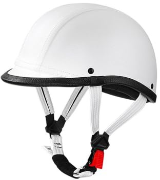 Retro German Style Motorcycle Half Shell Helmet Vintage Open Face Half Helmet Lightweight Adult Men Women ATV Motorbike Helmet DOT Approved Scooter Moped Cruiser Chopper Helmet(F,Large)