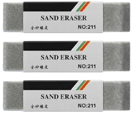 Gomme Sablée, 3 Pièces Réutilisables Effaceurs Stylo Couleurs, Matériel Anti-Tâches Non Abrasif pour Préparation aux Examens de Calligraphie et Dessin