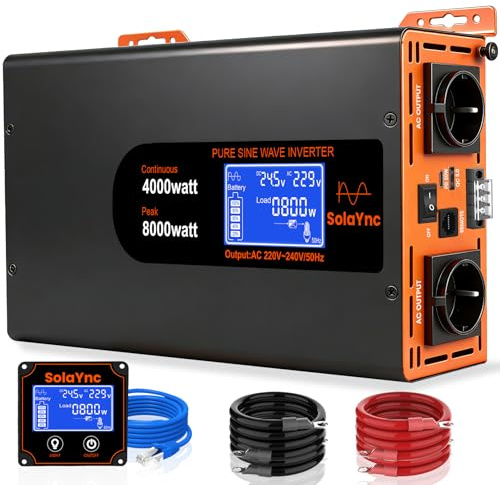 SolaYnc 4000W/8000W Inversor 24V 220V/230V de Onda sinusoidal Pura