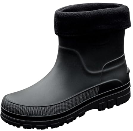 Botas de goma cortas para hombre, zapatos de lluvia modernos y cómodos,Botas de lluvia cálidas gruesas,Zapatos de trabajo resistentes al agua antideslizantes,Suela suave para agua,Bota de jardín de