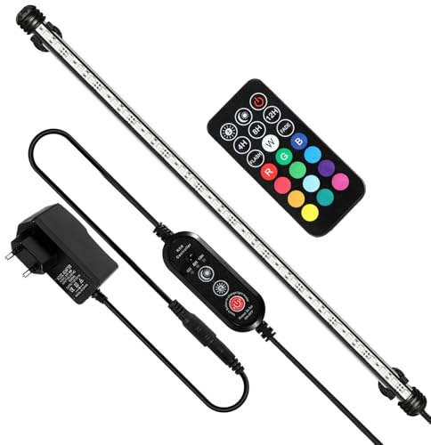 Peviasot Iluminación LED para acuarios, luz de acuario RGB, IP67 impermeable, tira de luz de acuario con interruptor temporizador automático, adecuada para acuarios de agua dulce de diferentes tamaños