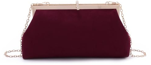 Syrads Mujeres Noche Clutch Elegante Banquete Bolso Señoras Fiesta Cartera Bandolera para Ceremonia,Burdeos