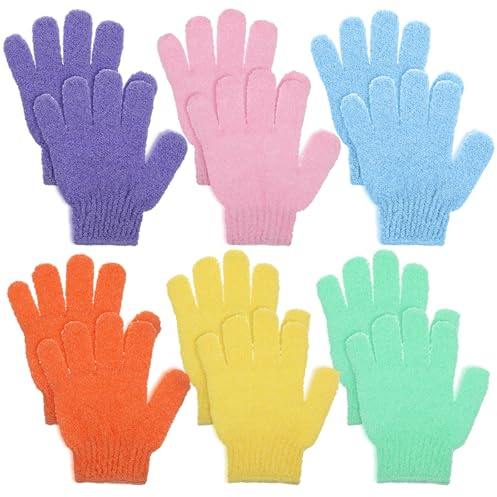 JJUNW 12 stycken peelinghandskar, badhandskar peeling handskar exfolierande handskar peeling duschhandskar kropp skrubborste handske för kropp dusch borttagare död hud skrubber