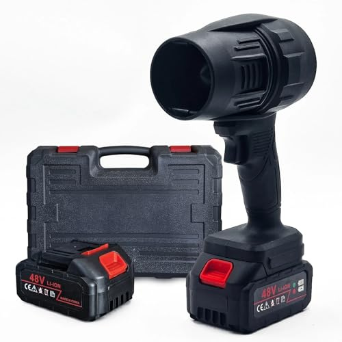 MAKA Soffiatore a Batteria Professionale 1050W, Soffiatore Foglie con Doppia Batteria 48V, Motore Jet Super Potente per Giardino e Terrazze, Design Leggero con Valigetta e Velocità Regolabile (A)