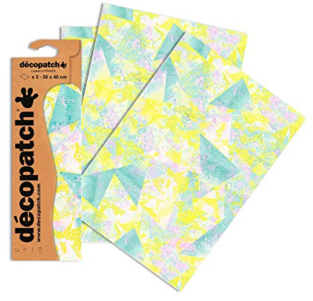 Décopatch Retro Paper, Assorted Pastel Colours, 30x40cm (Pack of 3 sheets)