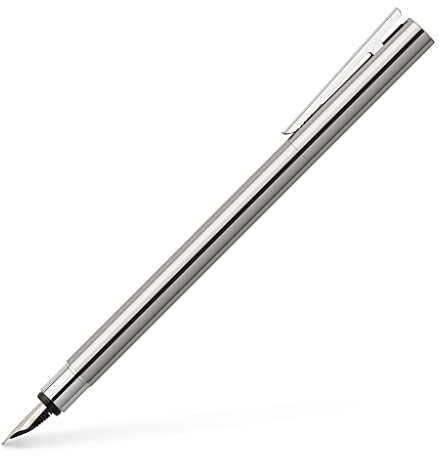 Faber-Castell 342002 - Füller Neo Slim Edelstahl, Federbreite EF, silber glänzend
