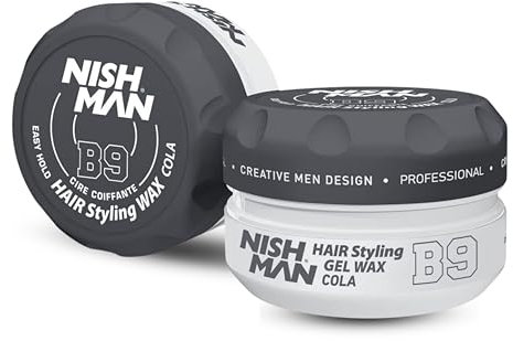 NISHMAN Aqua Gel Wax for Men B9 - Cola 150g - Cola Scent - Natural Shine Look - Ultra High Strong Hold - Long-Lasting Control and Definition