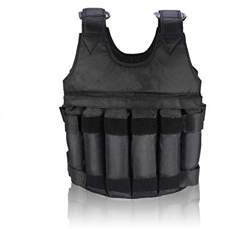 SOONHUA Gilet Lesté 20kg/ 40Lbs avec 12 Sachets pour Le Chargement Du Sable Ou de La Plaque D'acier Option Veste Exercice Formation Gilet (Poids non inclus)