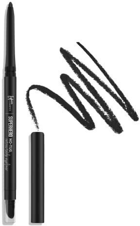IT Cosmetics Superhero No-Tug Retractable Eyeliner, Black - All-Day Wear, Waterproof Formula Won’t Smudge - With Avocado Oil, Chamomile Extract, Vitamin E & Carnauba Wax - 0.008 oz