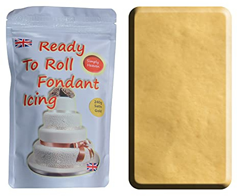 Simply Heaven 240g Regal rollable Fondant Sugarpaste Icing (Gluten free) (Satin Gold)