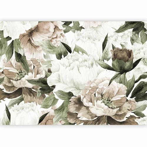 murando Photo Wallpaper Flowers 400x280 cm / 157.5 x 110.2 | Non-Woven Premium Art Print Fleece Wall Mural Decoration Poster Picture Design Modern Plants motive Nature Peony Vintage