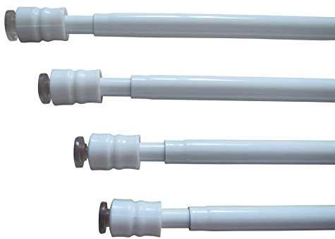 4 Klemmstangen, Teleskopstangen, Scheibengardinenstangen, Gardinenstangen – Farbe: weiß Ø 8mm – Länge: 25 – 40 cm, 40 – 60 cm, 60 – 90 cm, 80 – 120 cm (Länge 80-120 cm)