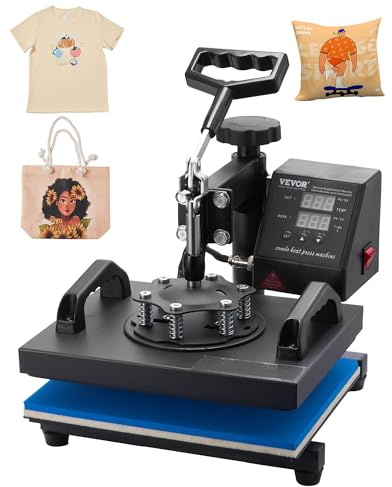 VEVOR Heat Press, 30 x 25 cm Heat Press Machine, Clamshell Sublimation Transfer Printer, Fast Heat, Precise Digital Temperature Control, Vinyl Heating Press for T-Shirts, Bags, Clothing