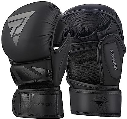 Valchiria MMA-Handschuhe für Sparring, Grappling, Hybrid, offene Handfläche, Kampfsport-Handschuhe, Maya Hide Leder-Handgelenkstütze, Kampfsport, MMA-Boxhandschuh für Männer und Frauen, Boxsack, Muay