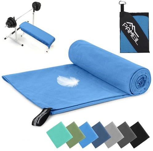 Mikrofaser Handtuch - 4 Farben & 7Größen - Kompakte Microfaser Handtücher -Fitness Handtuch, Sporthandtuch, für Outdoor, Strand, Camping, Sauna, Fitness (Himmelblau, 90x180cm)