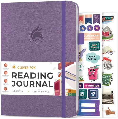 Clever Fox Reading Journal – guidad bokrecensionslogg med lässpårare – presentboktillbehör för läsälskare – spårdagbok för barn och vuxna – A5-storlek, 14,6 x 21,3 cm (lavendel)