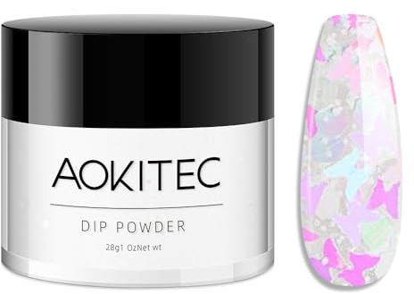Aokitec Dip Powder 28g, rosa brillante, polvo para uñas para unas uñas de inmersión duraderas, polvo de inmersión acrílico para un arte de uñas fuerte, no necesita secado