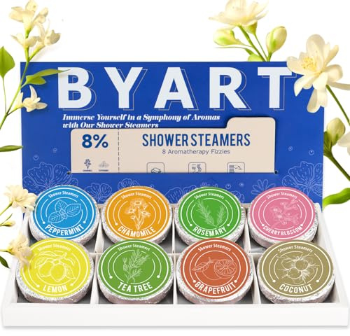 Shower Steamers Aromatherapy, 8% Natural Essential Oils, Women/Men Spa Steamer, Lingering Intense Aroma, Soothing Stress Relief, Body&Soul Relaxing Bath Bombs, Stocking Stuffer for Friend/Family