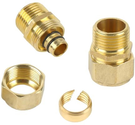 Tulov 2 Stück Schraubfitting Übergang,20 mm x 3/4 AG Klemmringverschraubung,Messing Klemmverbinder,Klemmringverschraubung übergang für Mehrschichtverbundrohr DVGW und Aluverbundrohr