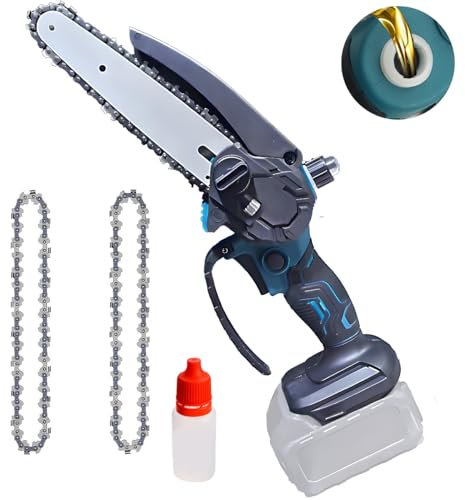 Makita DUC101Z, mini tronçonneuse électrique de 6 , avec 2 chaînes, lubrificateur automatique, moteur puissant de 800 W, batterie pour sécateur, élagueuse, coupe du bois