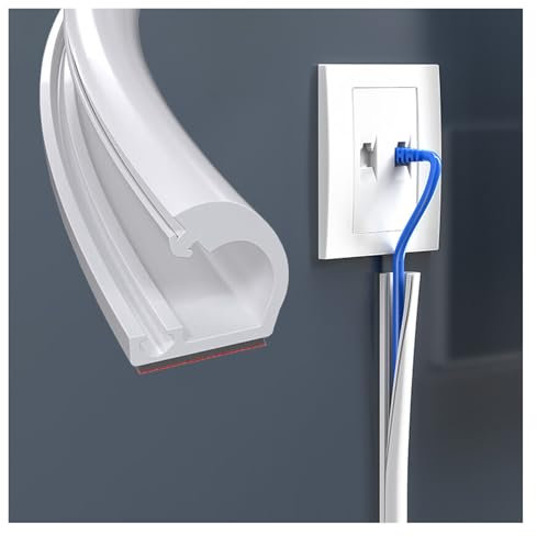 SRNSAEB Bodenabdeckungen Seitlich öffnender Ethernet-Kabelschutz, Kabelabdeckungen für Kabel auf dem Boden, hundesicher, katzensicher, haustiersicher – 30, 27, 23, 19, 11, 9, 1 m(White,7m/23ft)