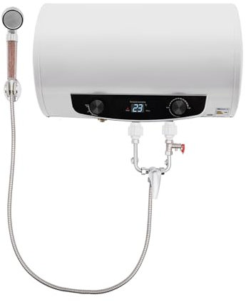 Varmvattenpanna 35 liter, elektrisk varmvattenbehållare med dusch och kran, 77–167°F justerbar temperatur vattenkokare elektrisk för kök frisörsalonger badrum, 2000 W 220 V