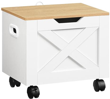 MAHANCRIS Rolling Filing Cabinet, Small File Cabinet Under Desk with Single Drawer, Hanging File Organizer for A4/Letter-Size Documents, Organizer Box, for Home Office, White and Natural FCBN4001
