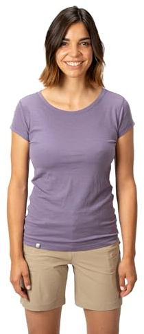 ALPIN LOACKER Camiseta de Merino para Mujer de Manga Corta y Polo, Transpirable, de Secado rápido, para Deporte y Senderismo, Camiseta de Lana Merino y Parte Superior térmica, Violet L