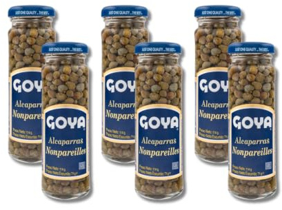 Alcaparras Nonpareilles - Pack de 6 Frascos de Cristal de 114g (71g Escurrido) - Alcaparras de Selección Especial para Ensaladas, Pescados, Salsas y Tapas - Sabor Gourmet Natural - NEXU