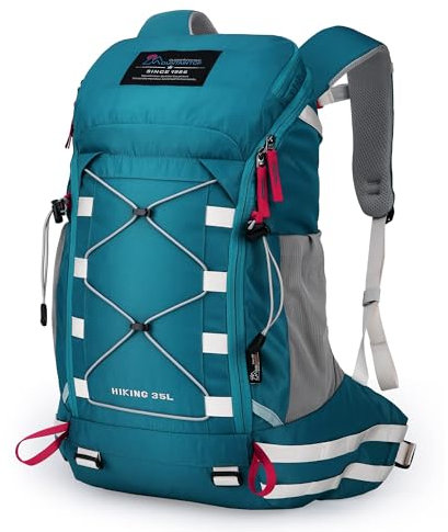 Mountaintop 35L Wanderrucksack Herren Damen Reiserucksack Trekkingrucksack Outdoor Rucksäcke mit Regenhülle für Camping Wandern Radfahren Tagesausflüge, 55x30x18cm