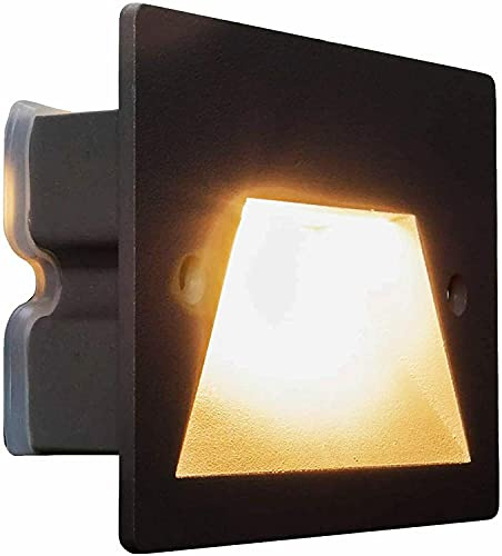Partenopeautensili® Faretto segnapasso da esterno lampada da muro IP65 LED 3W ad incasso per scatola cassetta 503 scale giardino viale gradini by universo (Luce Caldo 3000K, Cornice Nera)