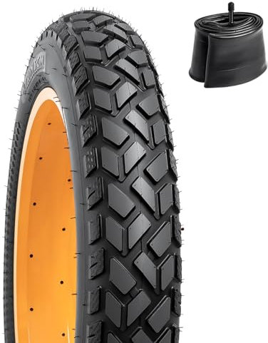 YunSCM 1Pcs 20 inch Heavy Duty Fat E-Bike Tyre 20x4.0 Tires 102-406 and 20 inch Inner Tubes AV32mm Valve Compatible with 20 x 4.0 All-Terrain Directional Tread Bicycle Tire and Tube