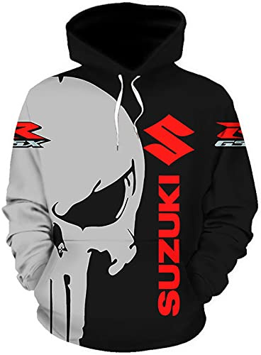 SPONYBORTY Hoodies,Chaquetas,Camiseta Su-Zuki Punisher 3D Completo Impresión Delgado Hombre Y Mujer Casual Poliéster Sweatshirt Al Aire Libre / A1 / XL