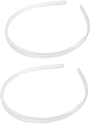 2pcs Strong Clear Plastic Hairbands for Womens Girls Gripping Teeth Hair Band Transparent Alice Bands Hair Styling Headbands Width 1CM (Clear Colour)