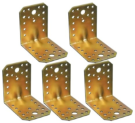 Set 5 Piastre Angolari Nervati per travi-Squadretta di Giunzione Angolare-Staffa Supporto travi-Piastra di Fissaggio Staffa ad Angolo per Porticati,Pergolati e Gazebo(Tropicalizzata, 65 x 85 x 85 mm)