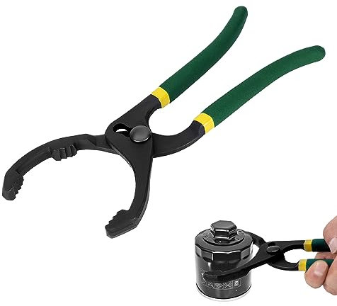 Powerruif Ölfilterzange, Verstellbarer Ölfilterschlüssel mit rutschfestem Griff, Ölfilter-Entfernungswerkzeug Ölfilterschlüssel Universal, für Motorräder, Autos, LKWs, von Ø 55mm bis Ø 110mm, 23cm