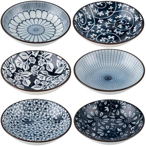 XWFEU Set of 6 Keramik Dipschalen,Gewürzschalen,Soja Saucenschälchen,Dipschälchen,Tapas Schalen Set,Snackschalen & Dipschalen,Snackschalen für Sushi, Sauce, Snack und Soja, Snack Schüssel (Style A)