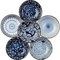 XWFEU Soy Sauce Dipping Bowls, Set of 6 Tapas Bowls Japanese Dipping Bowls,Small Tapas Bowls for Sushi Sauce Snack and Soy, Ceramic Bowls Side Dishes Sauce Dishes (Blue)