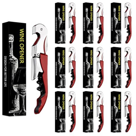 Abridor de botellas con cuchillo de camarero, abridor de botellas de vino tinto,profesional de abridor de botellas de acero inoxidable, 3 en 1 Corte de papel de cerveza (5, Rojo)