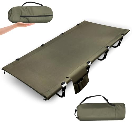 Lit de camping ultra léger, lit à dos pour dormir, lit de camp pliable pour adulte, facile à installer, supporte 330 kg, portable, pliable, compact pour adultes, pour l'extérieur, la randonnée, les