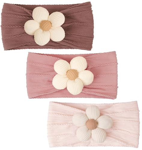 Baby Flower Headband, Baby Girls Nylon Headbands Super Stretchy Soft Headbands Baby Girl Accessories for Newborn Infant Toddler and Kids